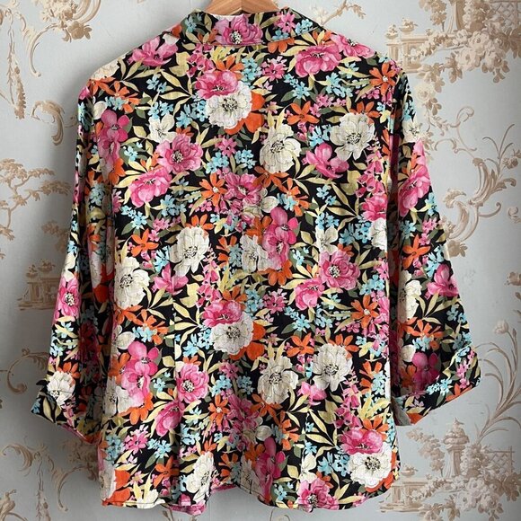 Vintage Talbots Petites Womens Linen Top Size 16 Floral Easter Spring Deadstock - Picture 2 of 10